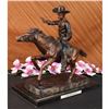 Image 1 : Cowboy Charges Bronze Sculpture on Marble Base Statue