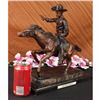 Image 5 : Cowboy Charges Bronze Sculpture on Marble Base Statue