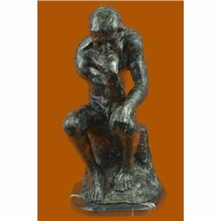Thinker Man Bronze Sculpture on Marble Base Statue