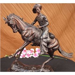 Signed Frederick Remington Solid Bronze Vintage Art deco Sculpture Large