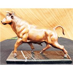 Nice Bull Ox Marble Bronze Statue