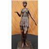 Image 1 : Warrior Woman Knight Bronze Statue on Marble Base Sculpture