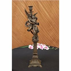 19" Tall Angel With Nude Woman Bronze Sculpture