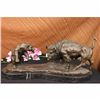 Image 1 : White House American Buffalo Bison Bear 21" Classical Bronze Statue on Marble Base Sculpture