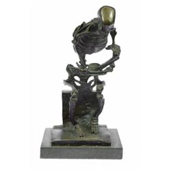 Skull Skeleton thinker Bronze Sculpture