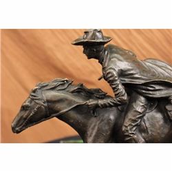 Country Western Cowboy Horse Ranch Bronze Sculpture