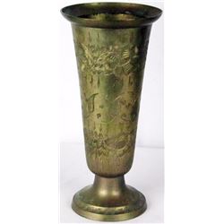 Original Patina Vintage Solid Brass Vase