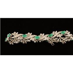 Ladies Emerald & Diamond Botanical Bracelet