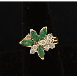 Ladies Vintage Diamond & Emerald Ring