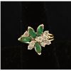 Image 1 : Ladies Vintage Diamond & Emerald Ring