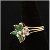 Image 3 : Ladies Vintage Diamond & Emerald Ring