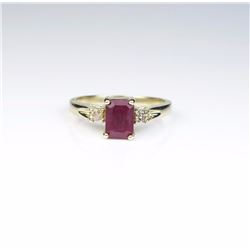 Very Nice Ring Featuring a Red Emerald Cut Ruby
