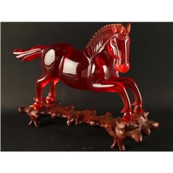 Unusual Chinese Amber/Resin Carved Horse