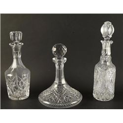 Collection of 3 Cut Glass Liquor Decanters
