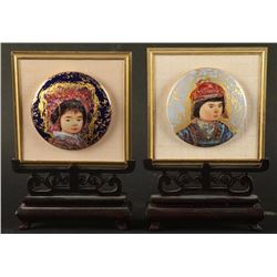 Collection of 2 Asian Porcelain Portraits