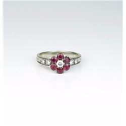 Charming ring featuring six Burmese color Rubies
