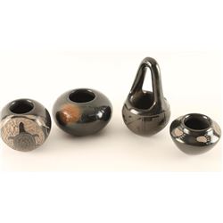 Lot of 4 Blackware Miniature Pots