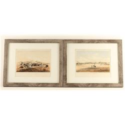 Lot of 2 Hand Colored Engravings