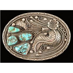 Sterling Silver & Turquoise Belt Buckle