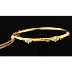 Delicate Opal & Gold Bangle