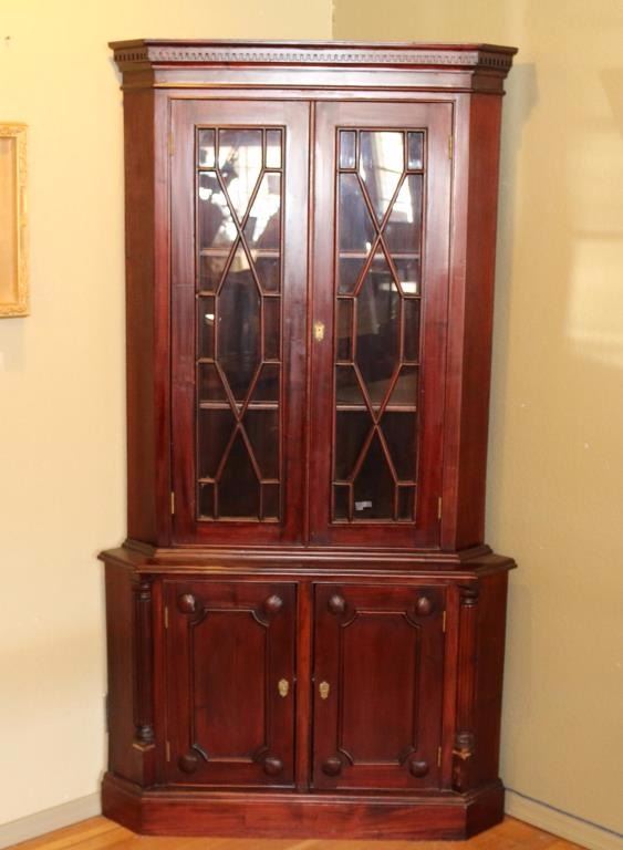 Flame Mahogany Corner China Cabinet