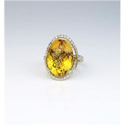 Spectacular Checkerboard Cut Citrine Ring