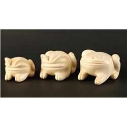 3 Chinese Pre Ban Ivory Frogs