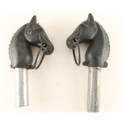 Two Cast Iron Fence Post Caps