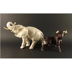 Porcelain Elephant & Bull