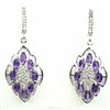 Natural Marquise Purple Amethyst White Topaz Earrings