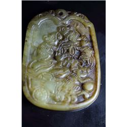 Old Chinese Jade Hand Carved Stealing Treasure Pendant