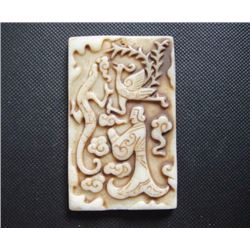 Old China White jade hand-carved Dragon and phoenix