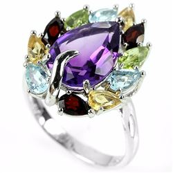 Natural Multi Gemstone Ring