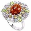 Image 1 : NATURAL AMBER TOPAZ PERIDOT CITRINE AMETHYST RING