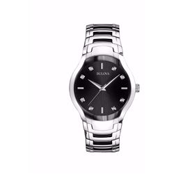 Bulova Black Dial Diamond Watch