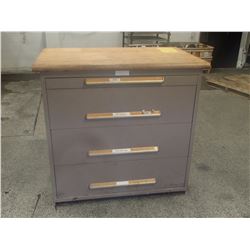 Wood Top 4 Drawer Storage Cabinet, Overall: 48" x 30" x 46"