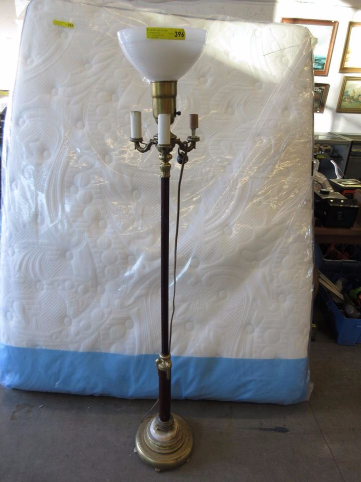 Vintage Floor Lamp With Milk Glass Shade