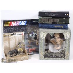 COLLECTABLE DVD'S, GOLLUM STATUE, NASCAR DVD GAME,