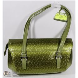NEW GREEN SNAKESKIN STYLE HANDBAG WITH