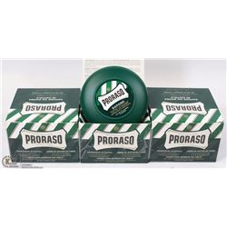 THREE TUBS OF PRORASO SHAVING SOAP IN A BOWL