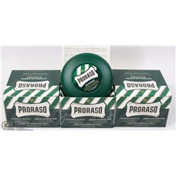 THREE TUBS OF PRORASO SHAVING SOAP IN A BOWL