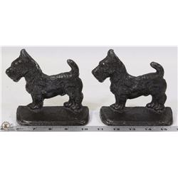 2 VINTAGE CAST IRON SCOTTIE DOOR STOPPERS