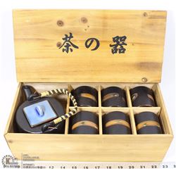NEW IN WOOD BOX, ASIAN TEA SET