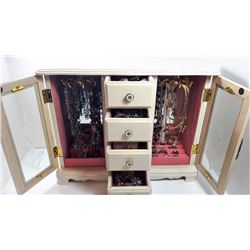 #1 - ANTIQUE WHITE JEWELRY BOX & CONTENTS