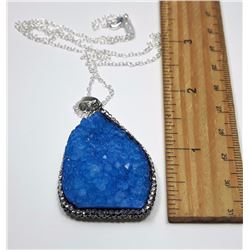 #13 - BLUE TITANIUM DRUZY PENDANT & CHAIN