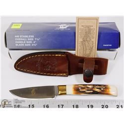 NEW 7.5" BONE HANDLE HUNTING KNIFE W/ SHEATH