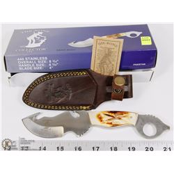 NEW 7.5" BONE HANDLE HUNTING KNIFE W/ SHEATH