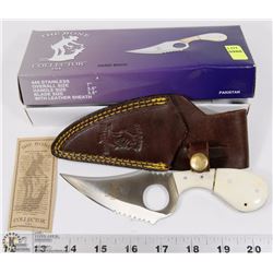 NEW 7" BONE HANDLE SKINNER KNIFE W/ SHEATH
