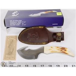 NEW 7.5" BONE HANDLE HUNTING KNIFE W/ SHEATH