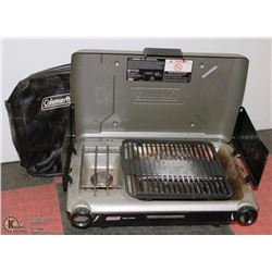 COLEMAN STOVE WITH CASE AND STAND